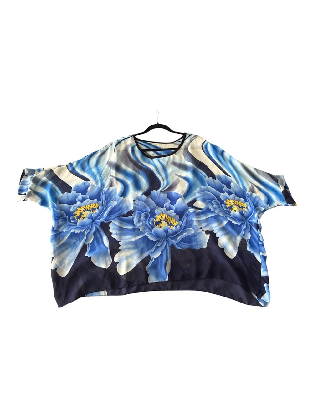 Blue Floral Sheer Cape